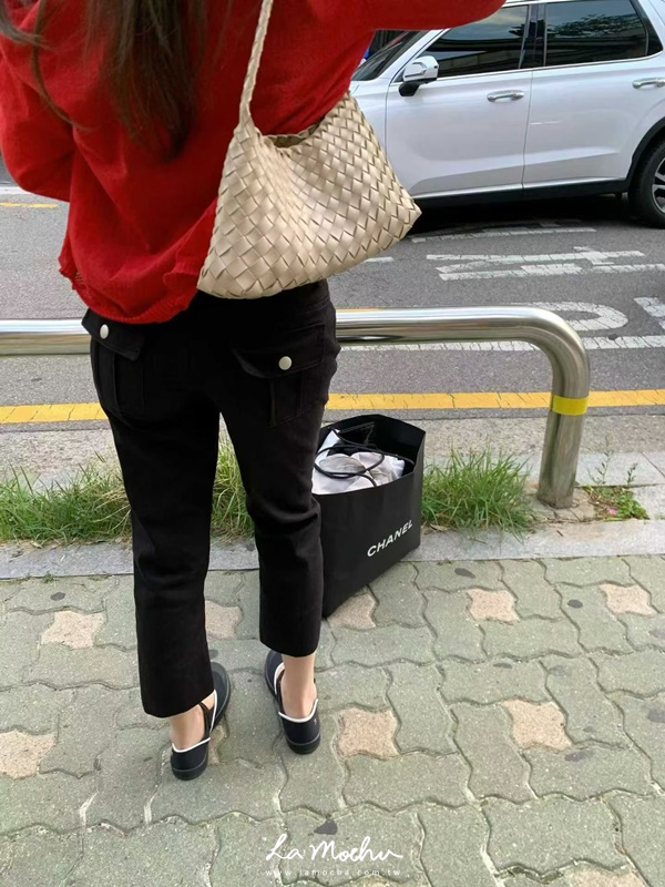高腰雙扣七分喇叭褲